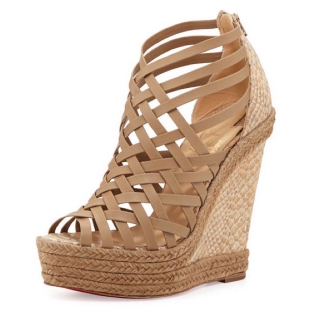 Christian Louboutin Tramontagne Strappy Platform Espadrille Wedge Sandal Boho 39